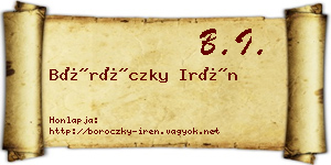 Böröczky Irén névjegykártya