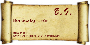 Böröczky Irén névjegykártya
